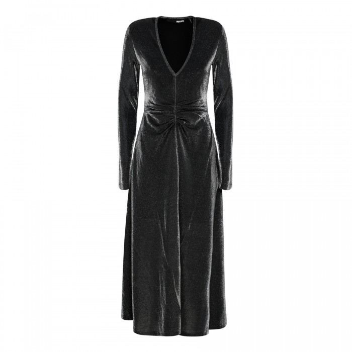 Black metallic jersey dress