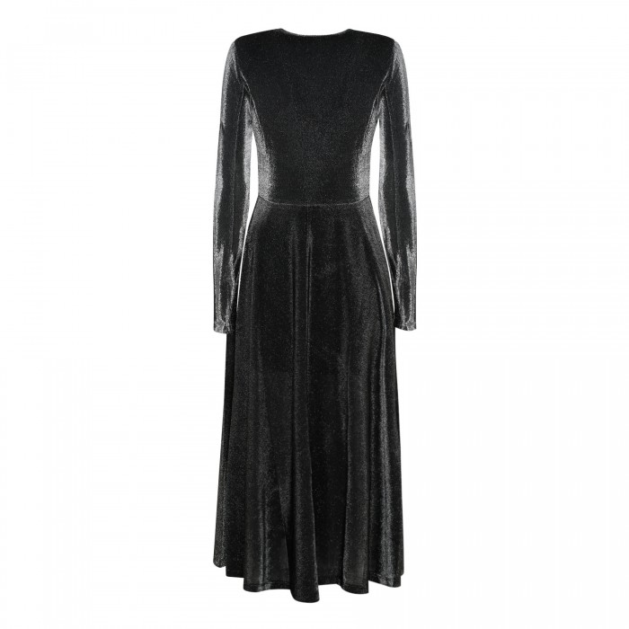 Black metallic jersey dress