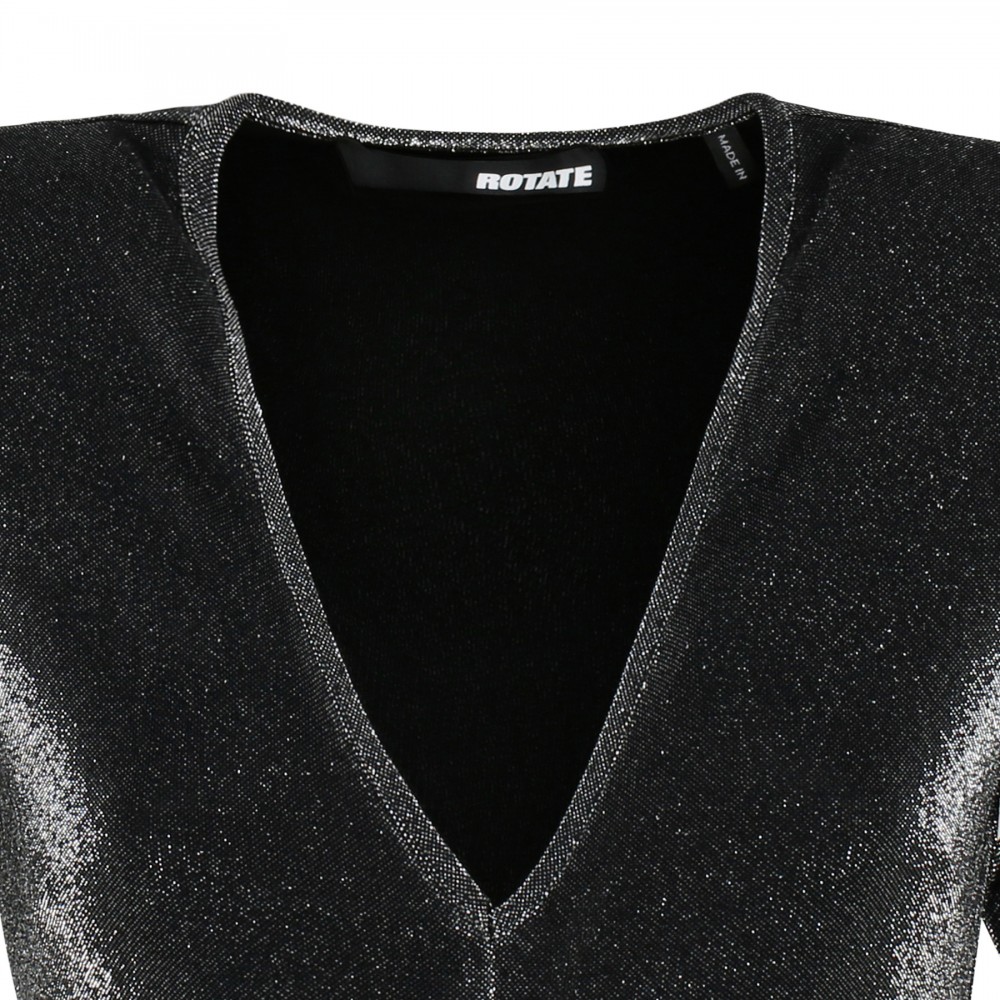 Black metallic jersey dress