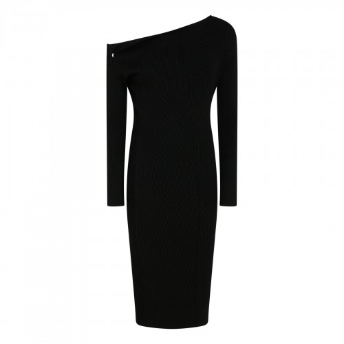 Black stretch rib cashmere...