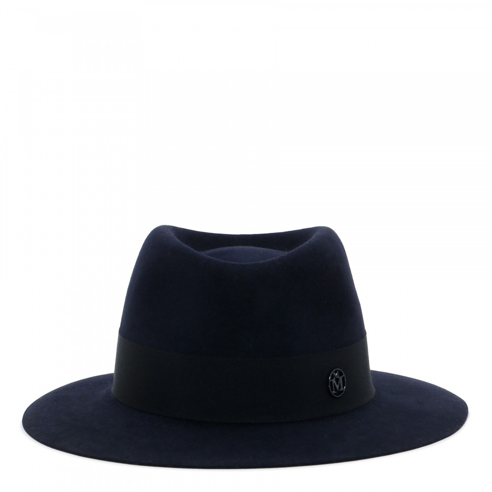 André navy felt trilby hat