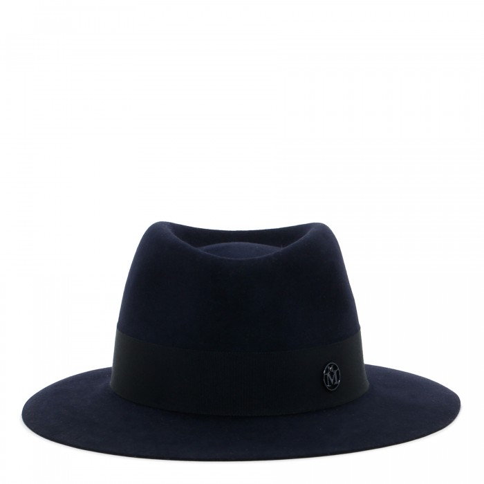 André navy felt trilby hat