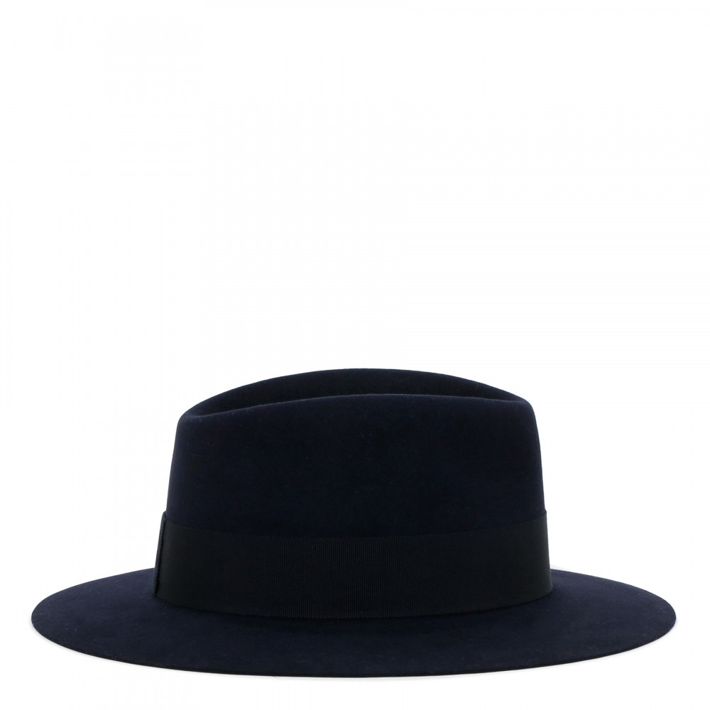 André navy felt trilby hat