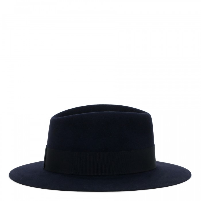 André navy felt trilby hat