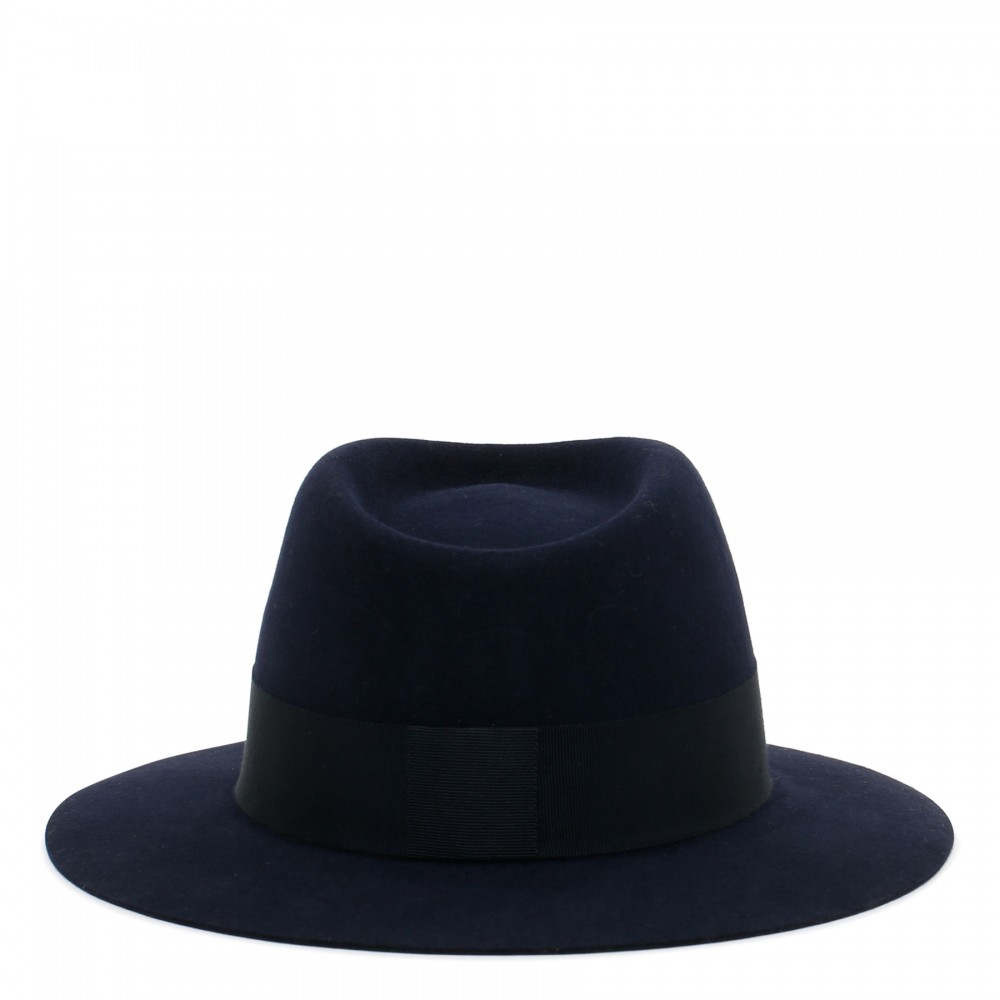 André navy felt trilby hat