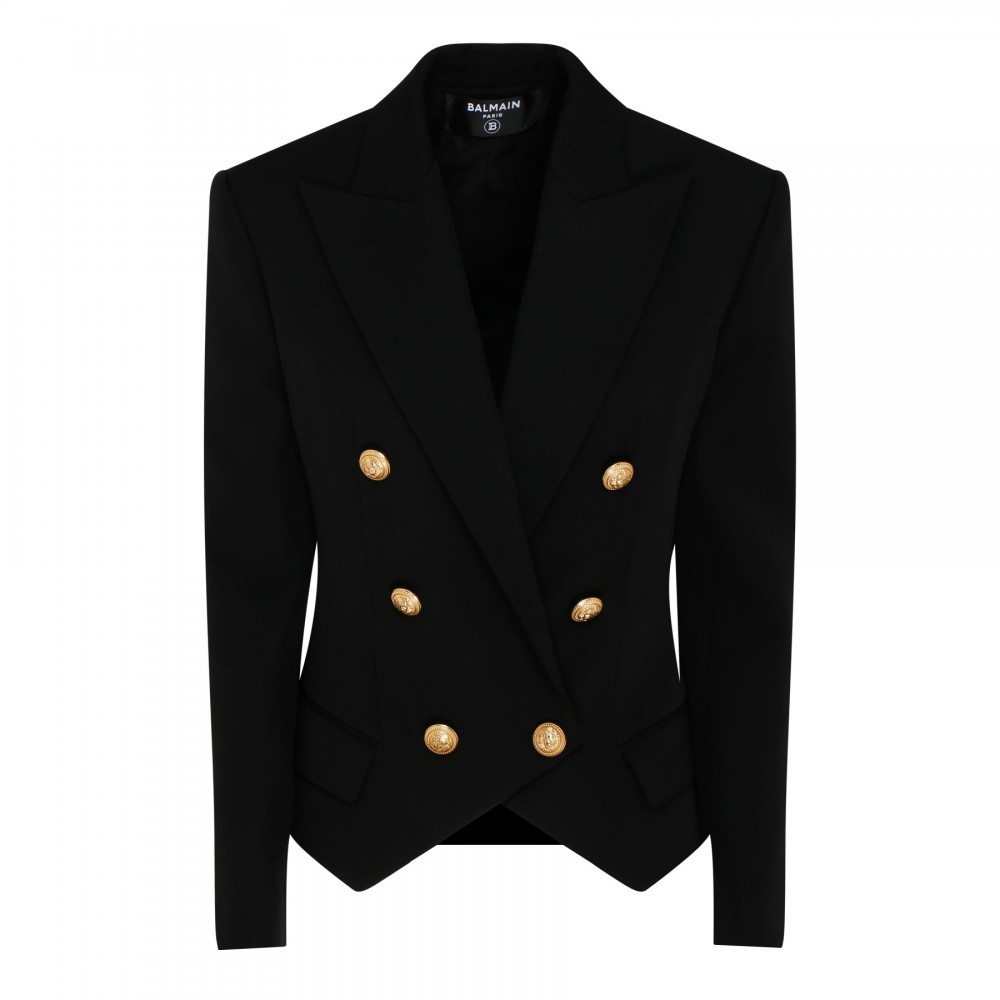 Black grain de poudre wool blazer