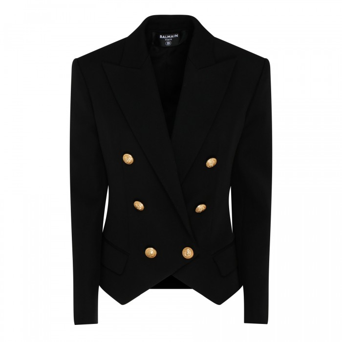 Black grain de poudre wool blazer
