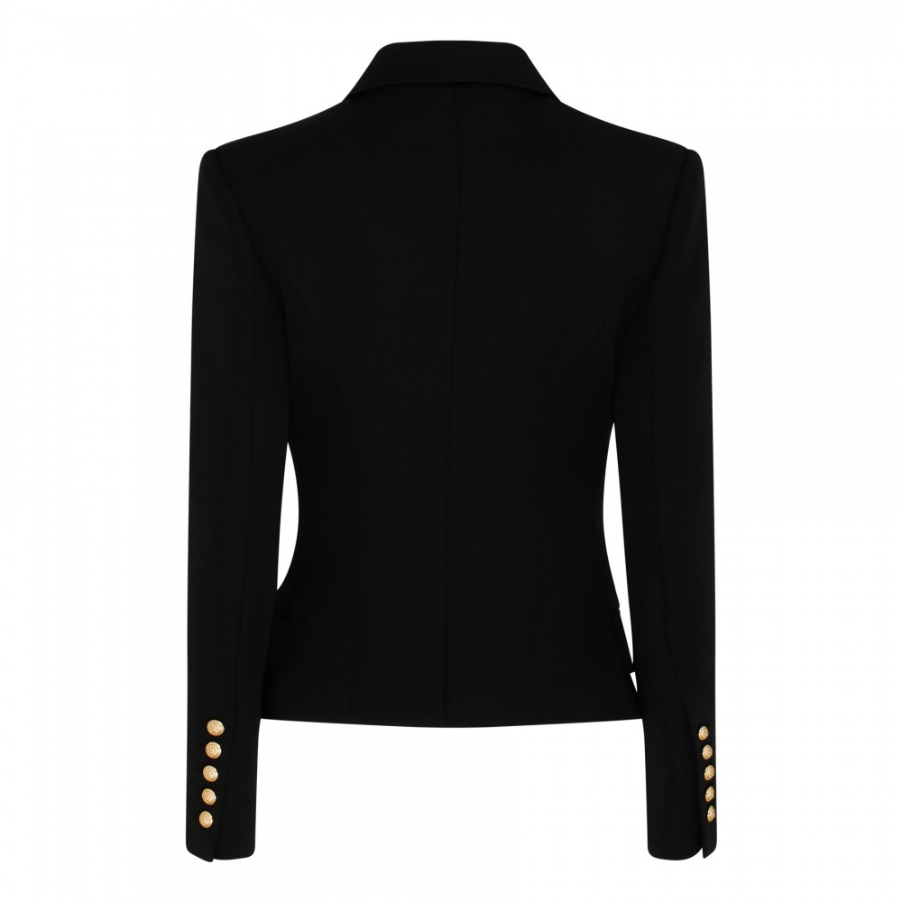 Black grain de poudre wool blazer