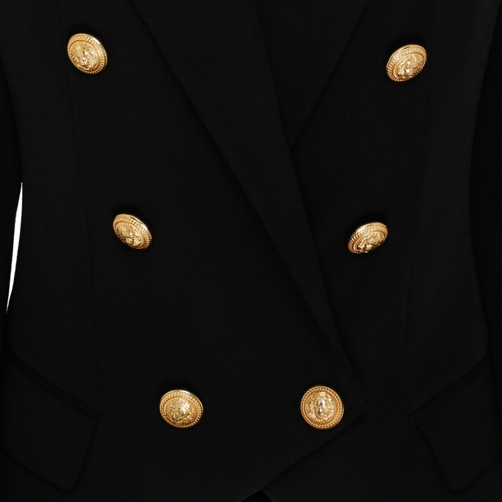 Black grain de poudre wool blazer