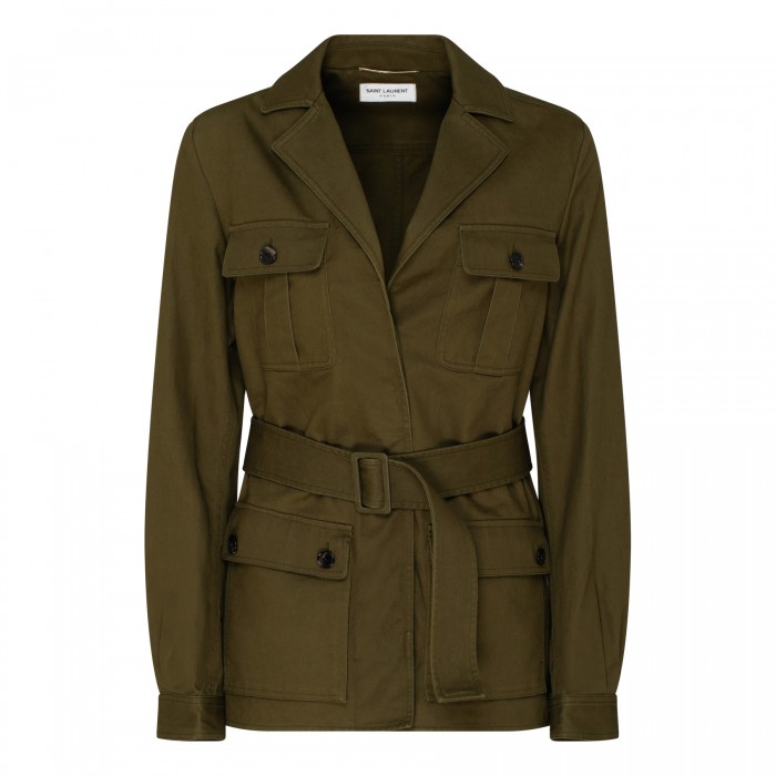 Saharienne khaki cotton gabardine jacket