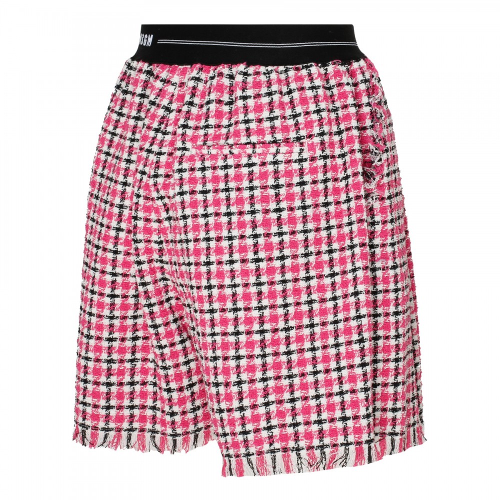 Houndstooth cotton twill shorts
