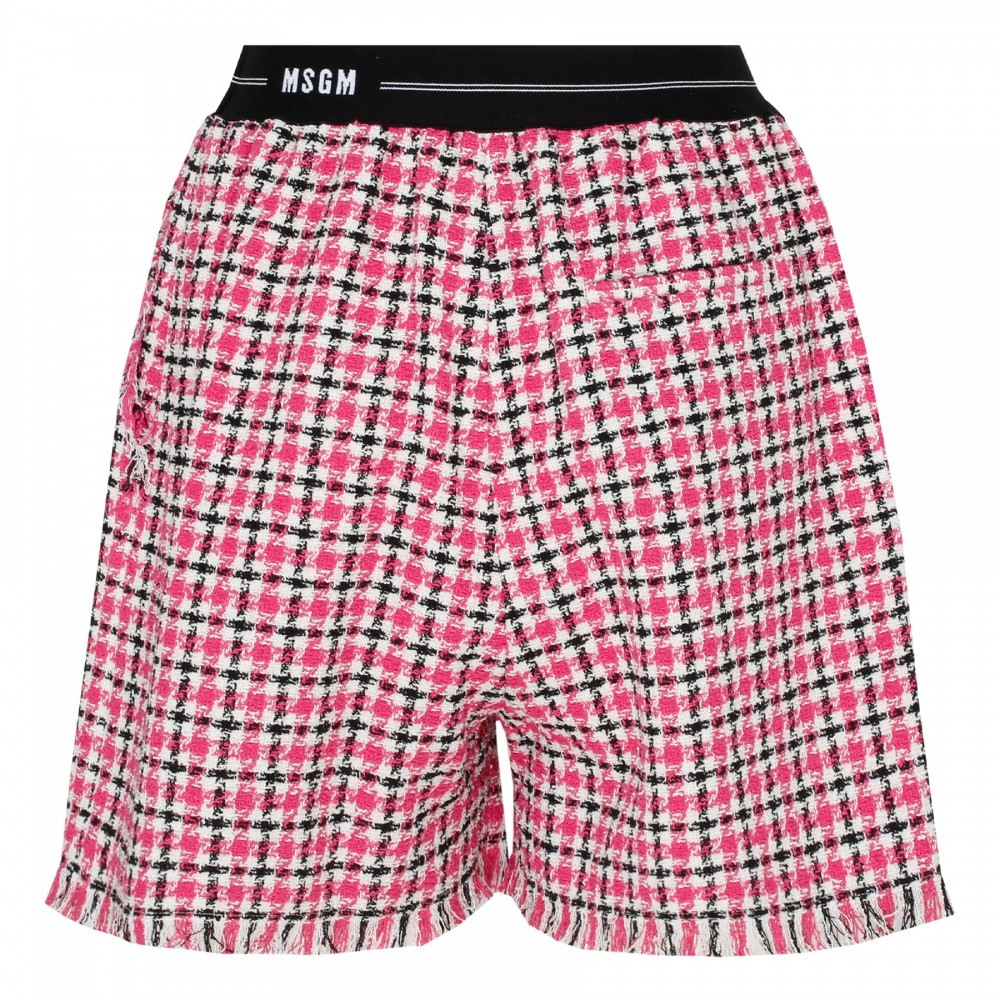 Houndstooth cotton twill shorts