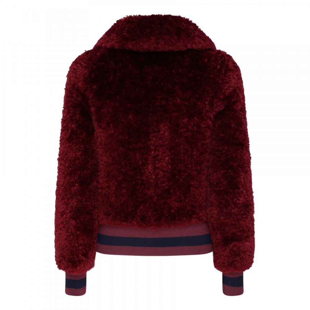 Curly faux fur bomber