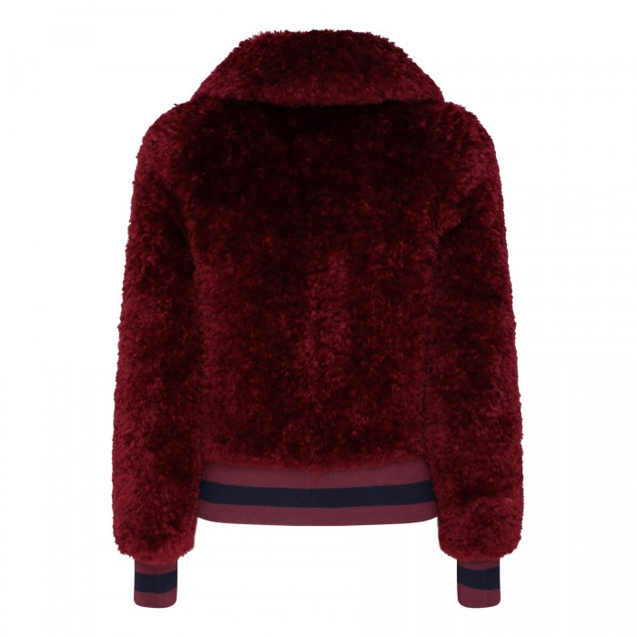 Curly faux fur bomber