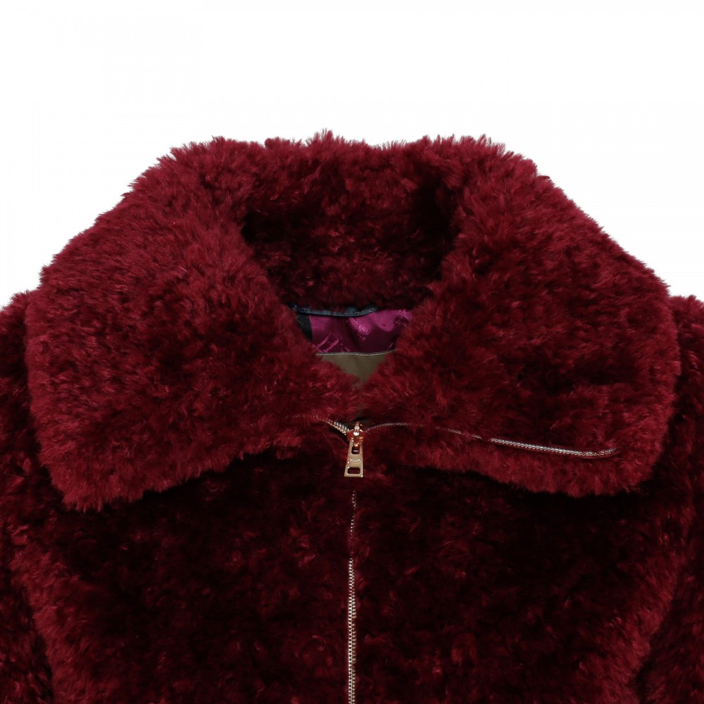 Curly faux fur bomber