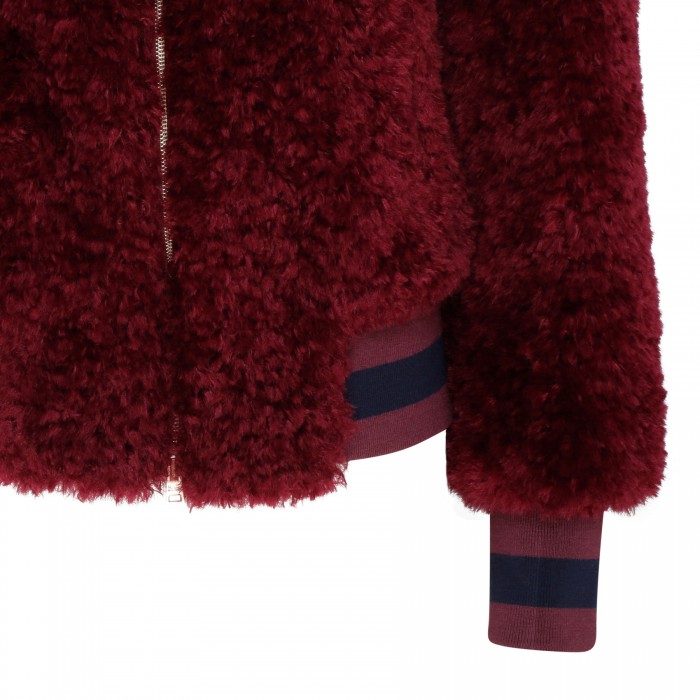 Curly faux fur bomber