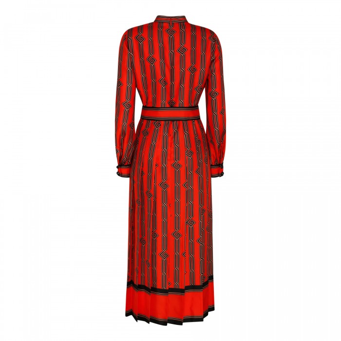 Square G chain print silk dress