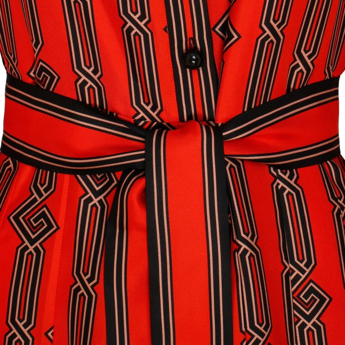 Square G chain print silk dress