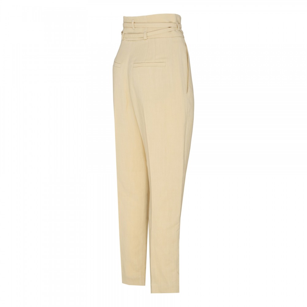 Taupe viscose and linen blend pants