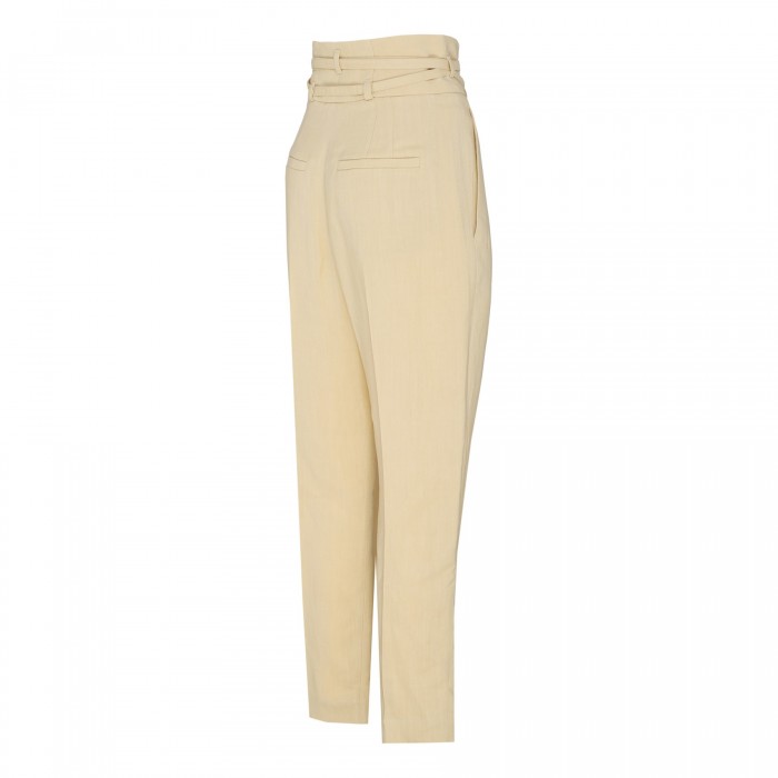 Taupe viscose and linen blend pants