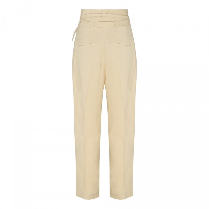 Taupe viscose and linen blend pants