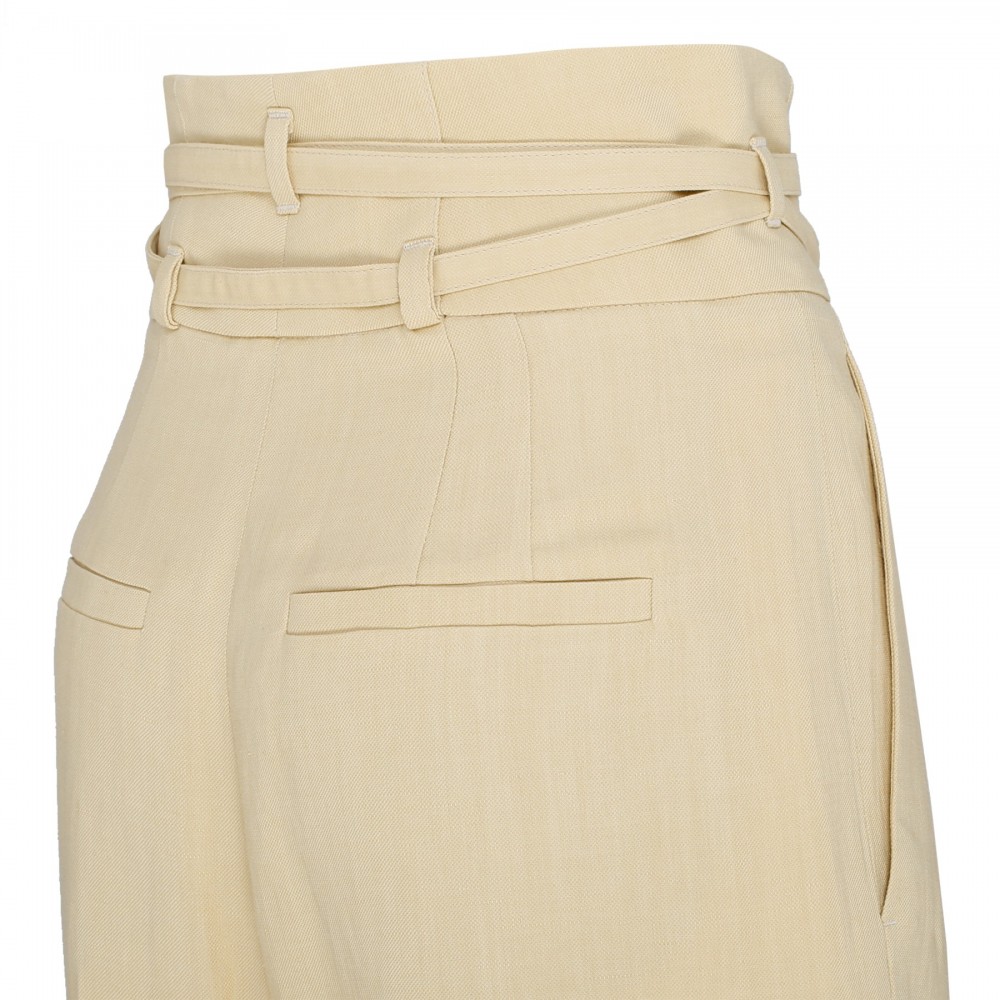 Taupe viscose and linen blend pants