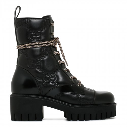 GG matelassé lace-up booties