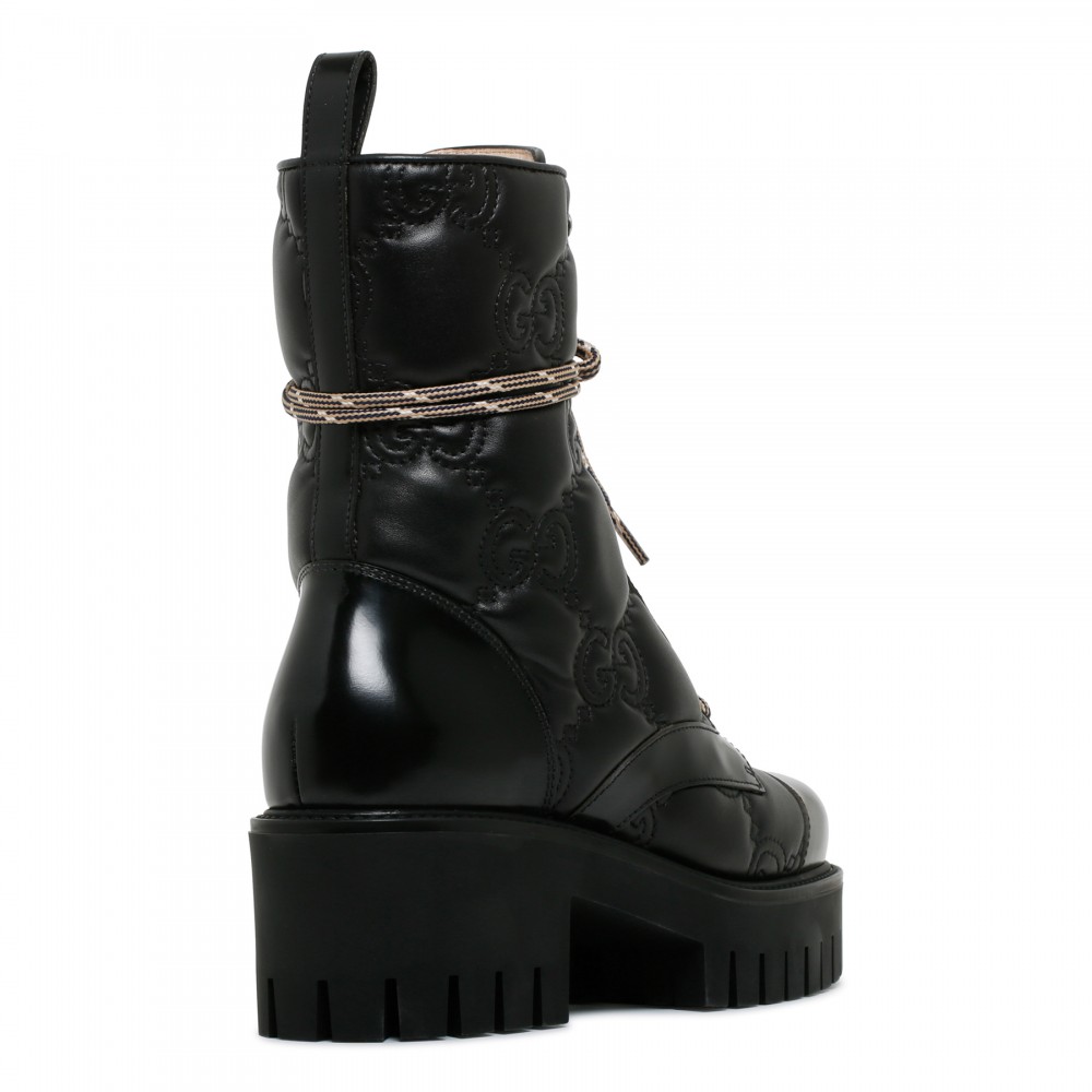 GG matelassé lace-up booties