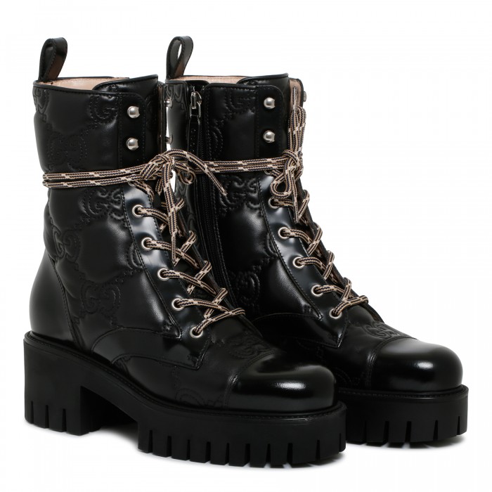 GG matelassé lace-up booties