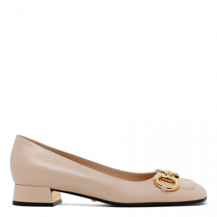 Horsebit pink pumps