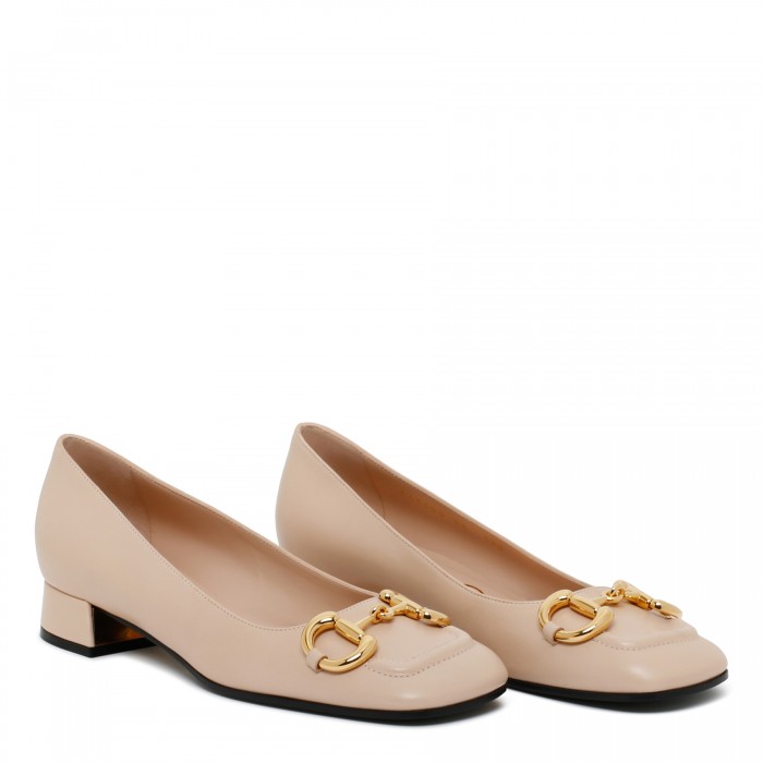 Horsebit pink pumps