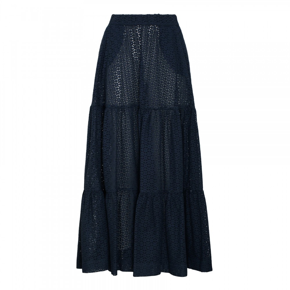 Blue broderie anglaise maxi skirt