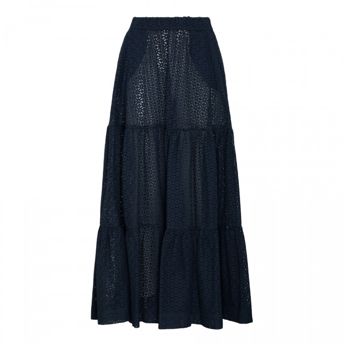 Blue broderie anglaise maxi skirt