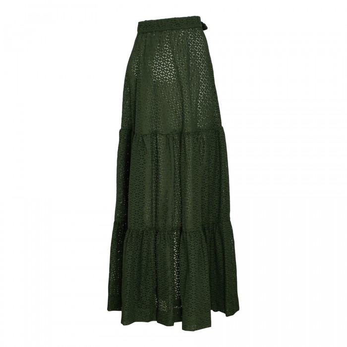 Green broderie anglaise maxi skirt