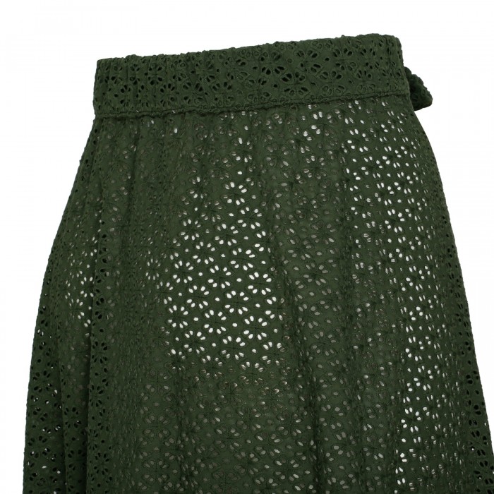 Green broderie anglaise maxi skirt