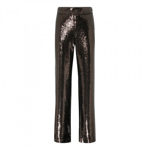 Iron-hue sequin pants