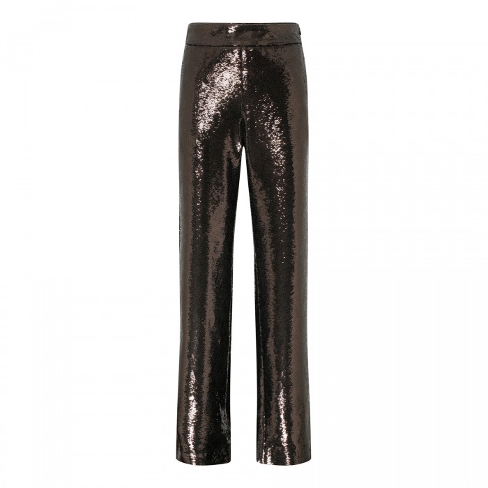 Iron-hue sequin pants