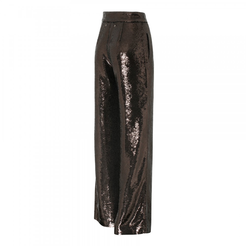 Iron-hue sequin pants