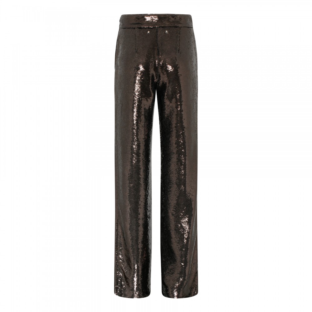 Iron-hue sequin pants