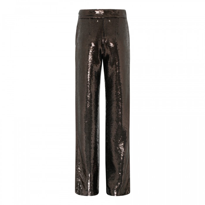 Iron-hue sequin pants