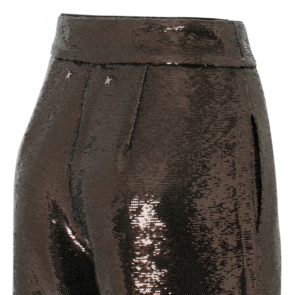 Iron-hue sequin pants