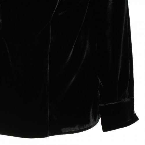 Shawl-collar velvet blouse 2