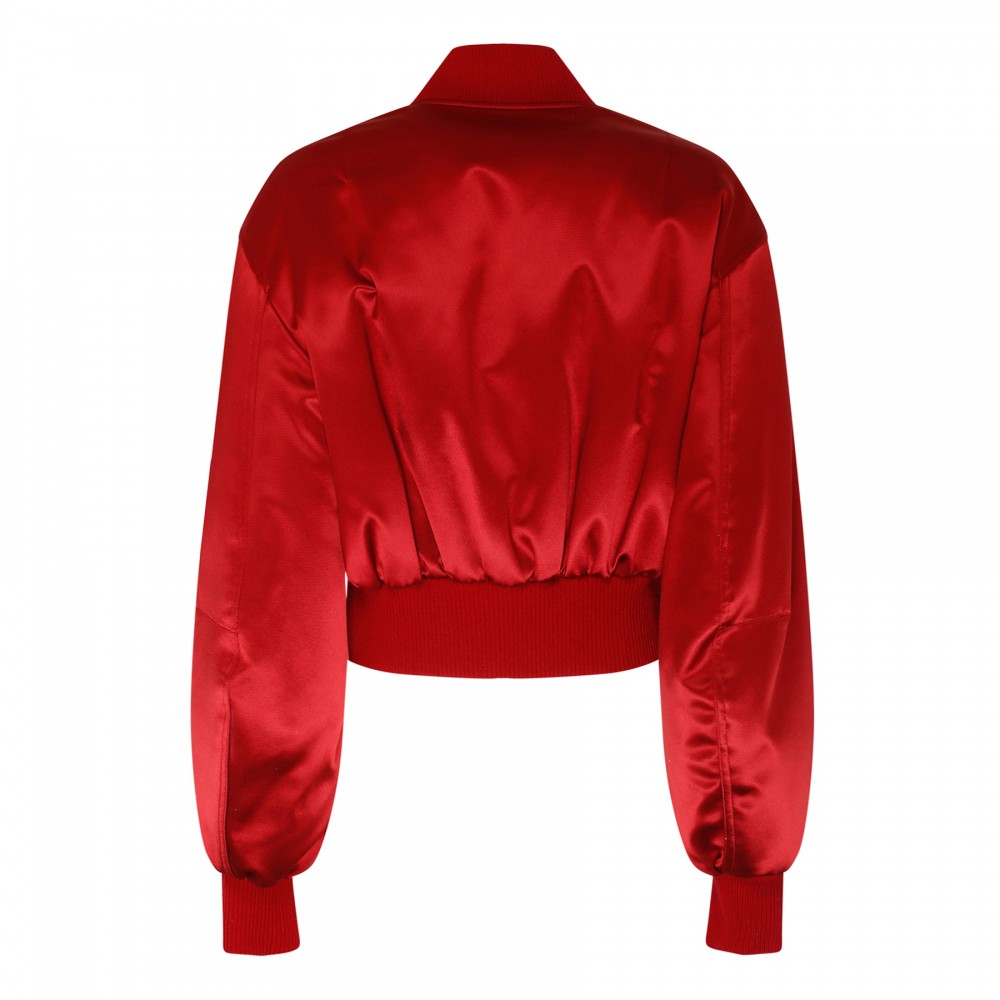 Red satin bomber jacket