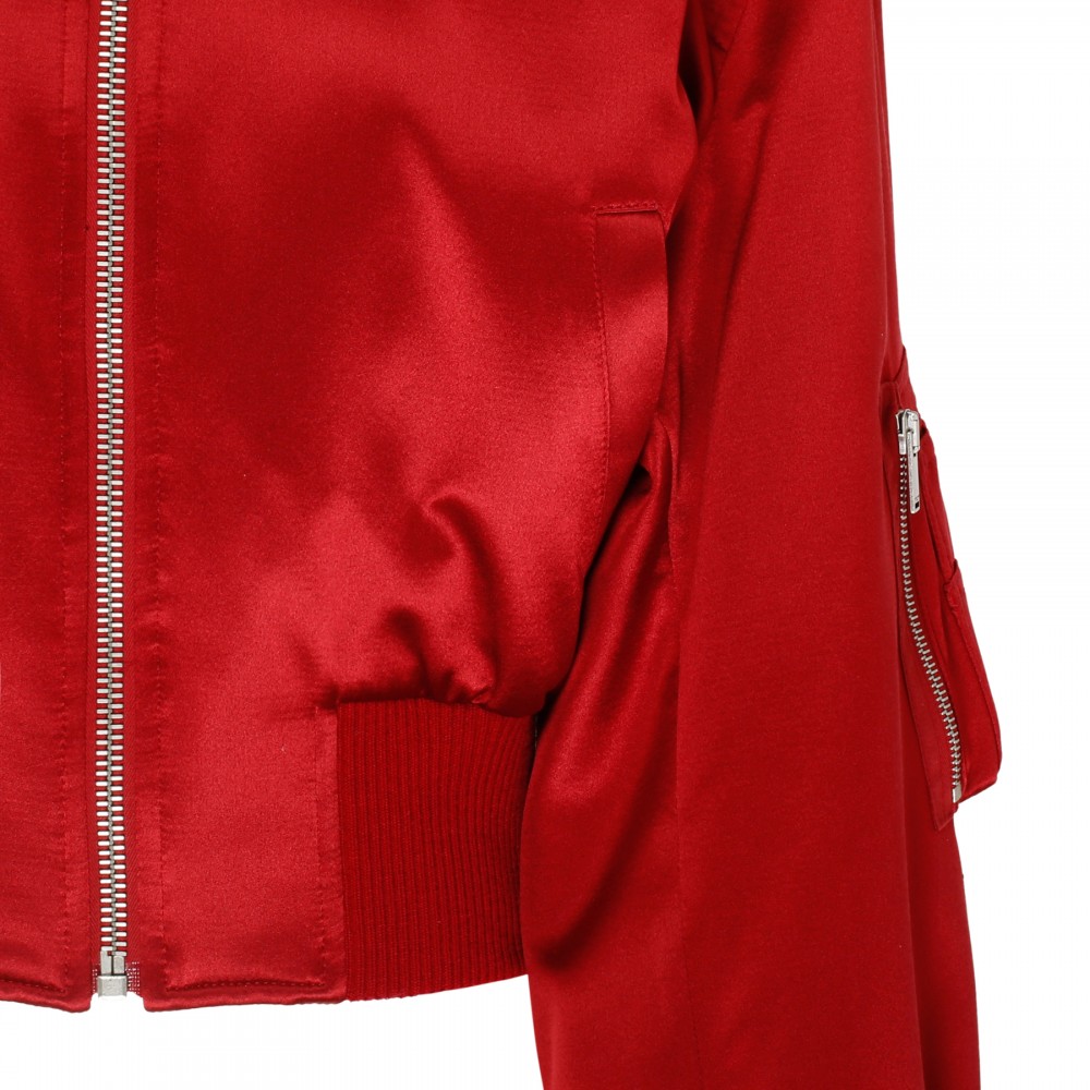 Red satin bomber jacket