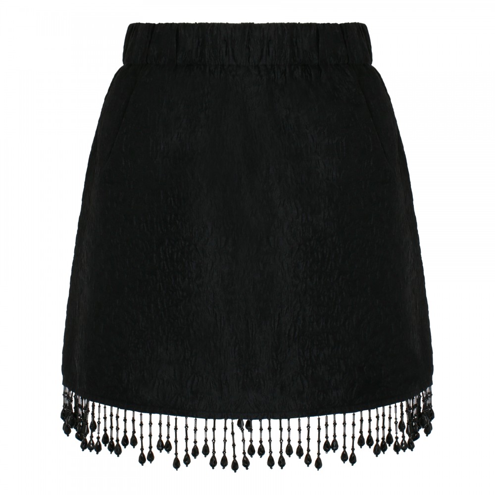 Bead fringe mini skirt