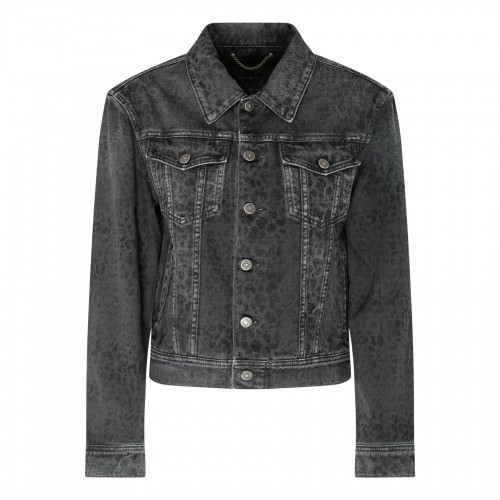 Leopard motif denim jacket