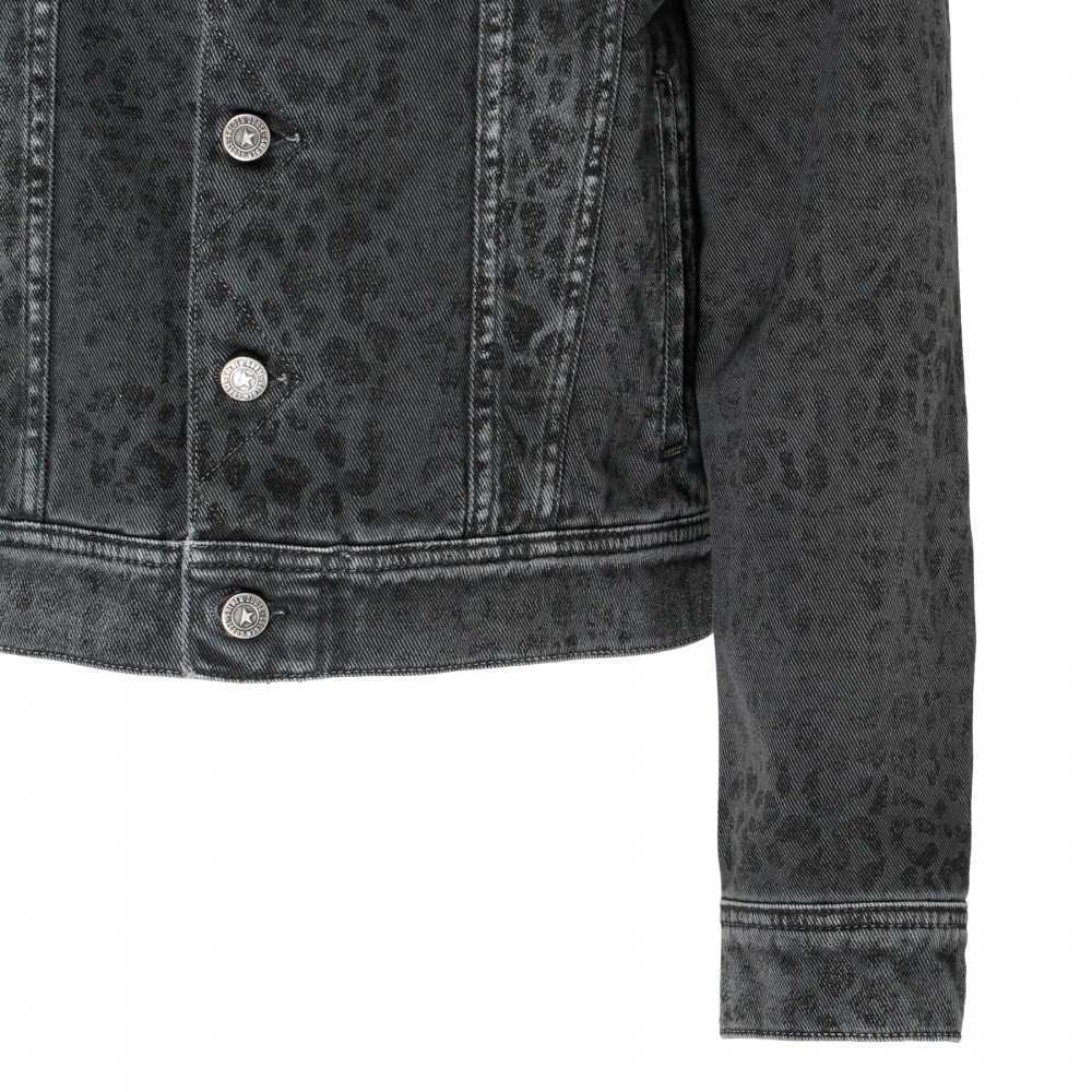 Leopard motif denim jacket