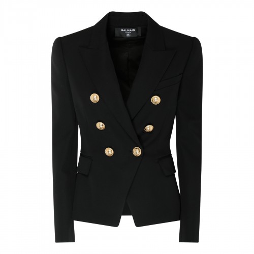 Black wool double-breasted...