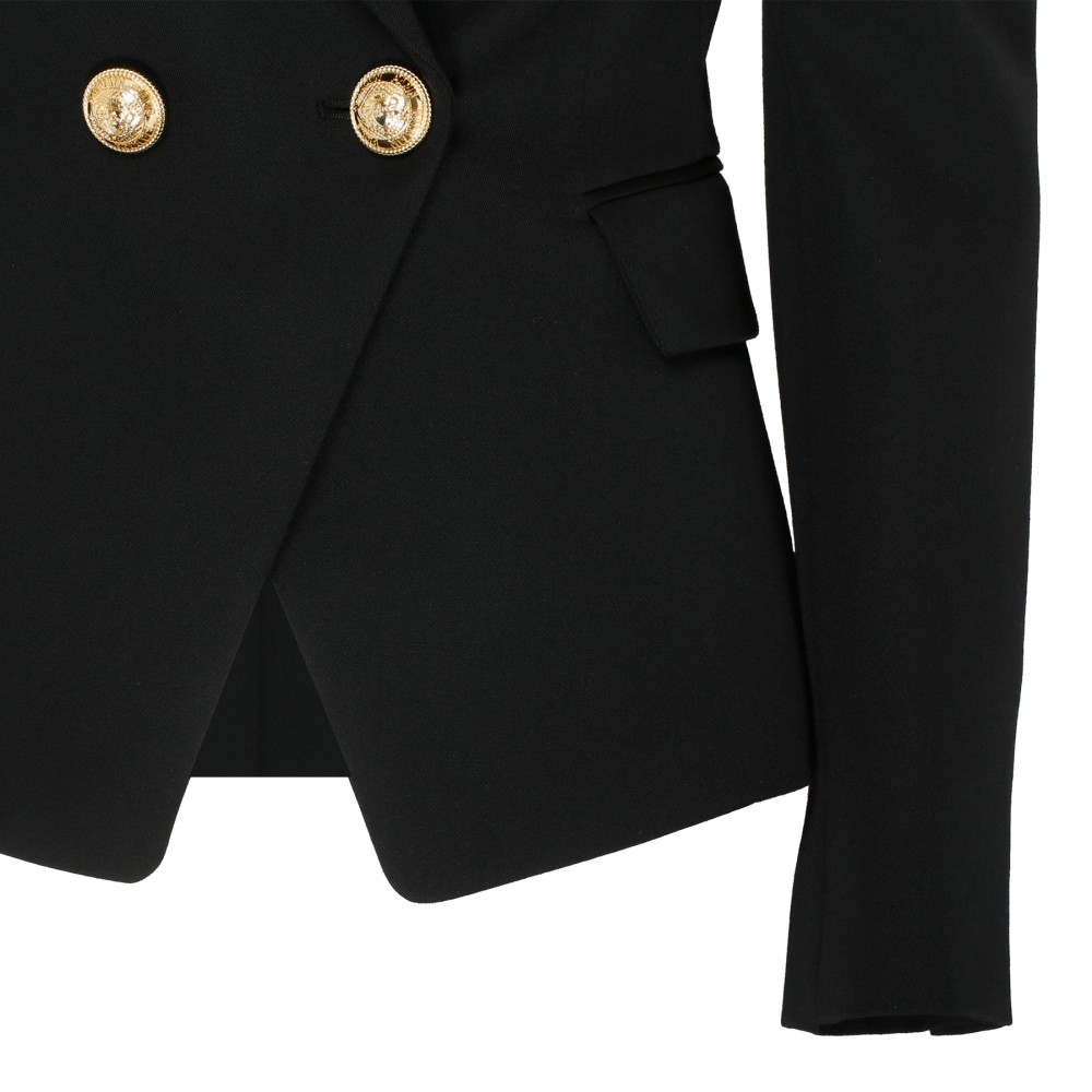 Black wool double-breasted jacket