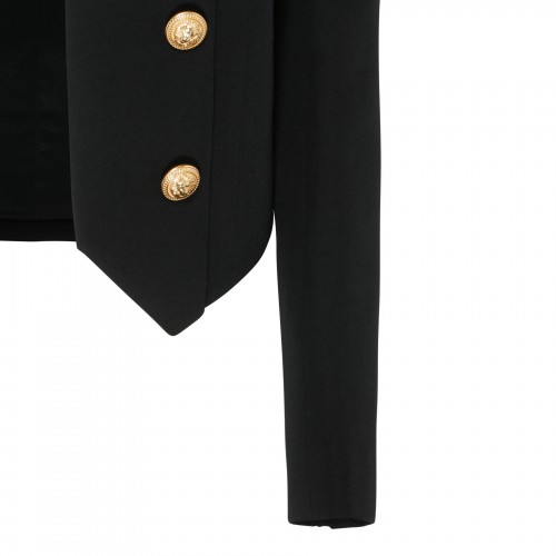 Black wool collarless jacket 2